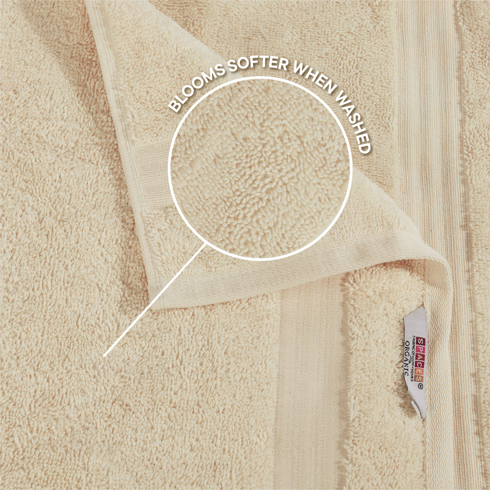 Organic Organic Cotton Hand Towel, 640 GSM, Solid, Cream