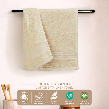 Organic Organic Cotton Hand Towel, 640 GSM, Solid, Cream