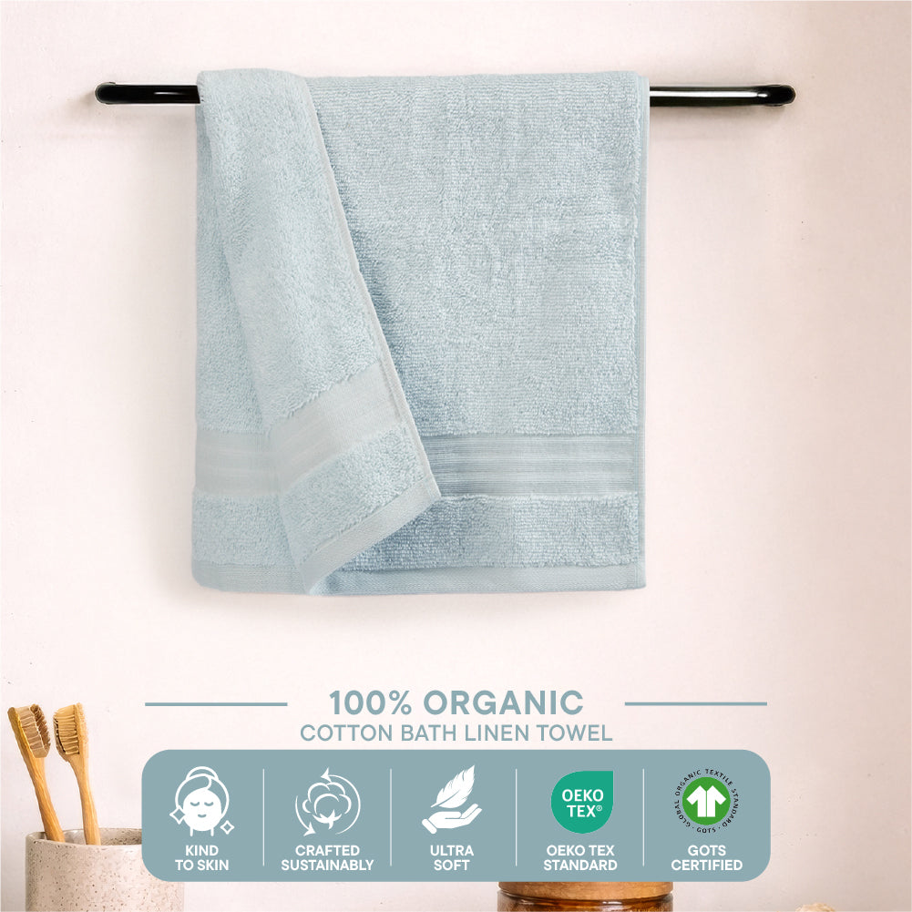 Organic Organic Cotton Hand Towel, 640 GSM, Solid, Light Blue