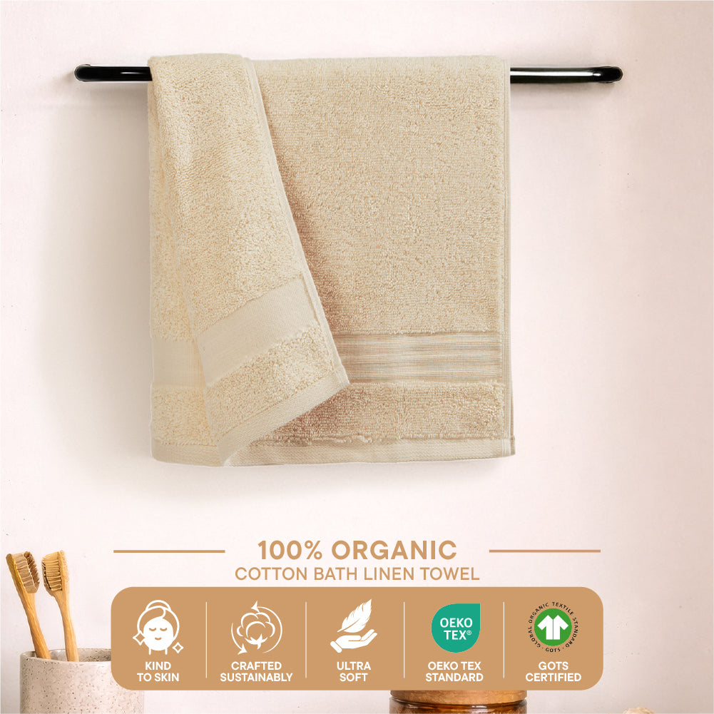 Organic Organic Cotton Hand Towel, 640 GSM, Solid, Beige