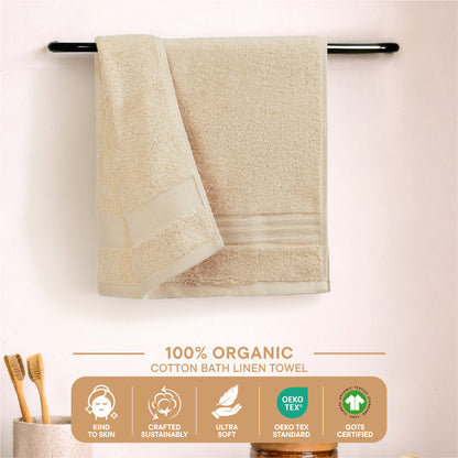Organic Organic Cotton Hand Towel, 640 GSM, Solid, Beige