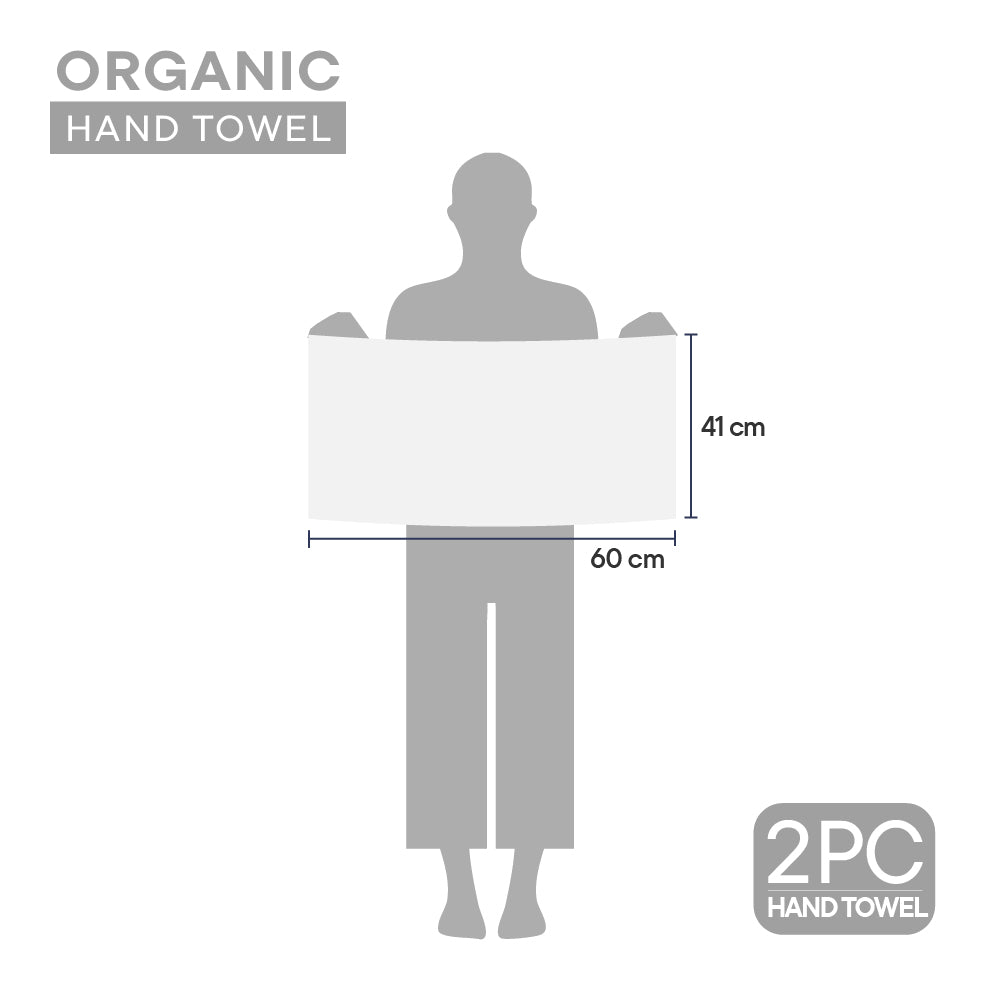 Organic Organic Cotton Hand Towel, 640 GSM, Solid, White