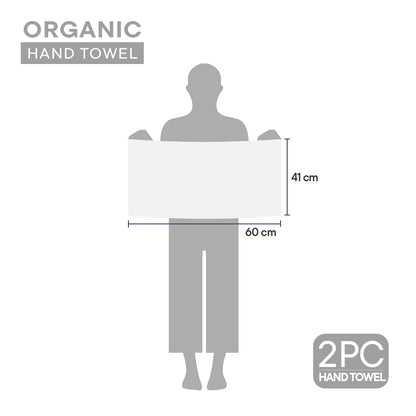 Organic Organic Cotton Hand Towel, 640 GSM, Solid, White
