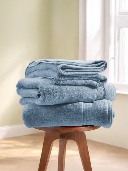 Opulent 100% Cotton Bath Towel, 550 GSM, Solid, Blue