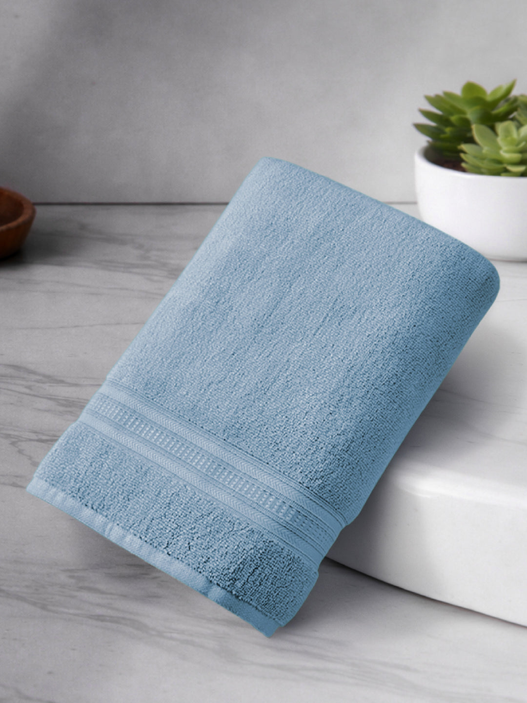 Opulent 100% Cotton Bath Towel, 550 GSM, Solid, Blue