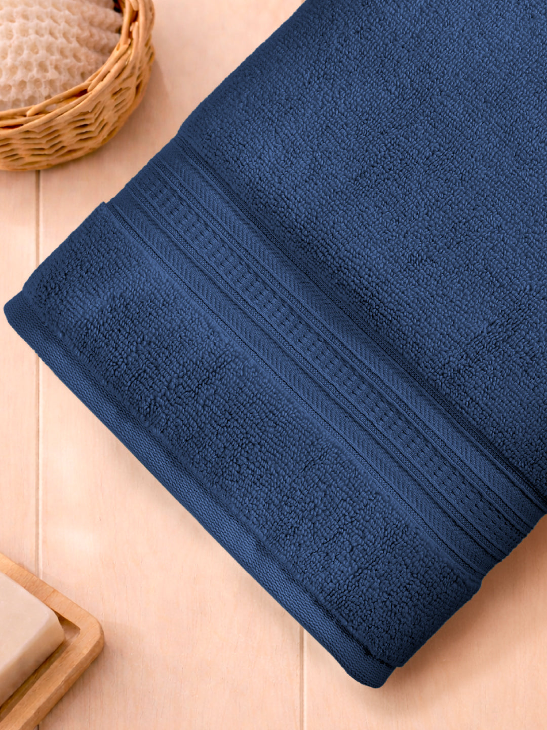 Opulent 100% Cotton Bath Towel, 550 GSM, Solid, Dark Blue