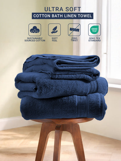 Opulent 100% Cotton Bath Towel, 550 GSM, Solid, Dark Blue