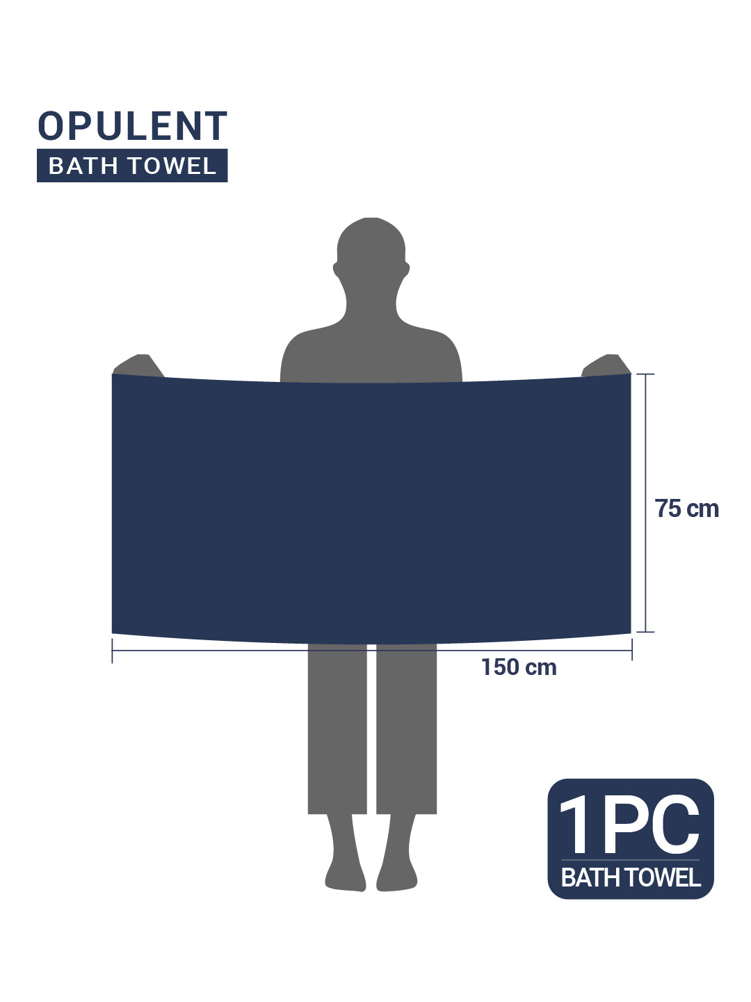 Opulent 100% Cotton Bath Towel, 550 GSM, Solid, Dark Blue