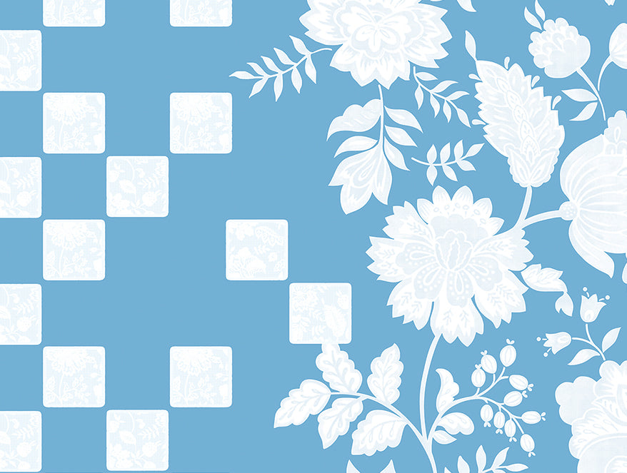 Essentials 100% Cotton  Double Bedsheet, 132 TC, Floral, Light Teal