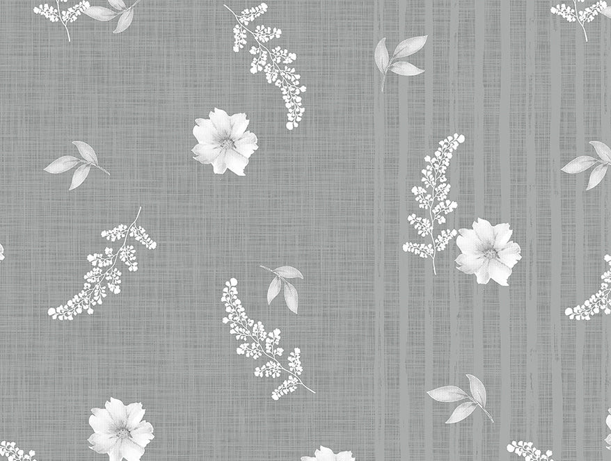 Essentials 100% Cotton  Double Bedsheet, 132 TC, Floral, Grey