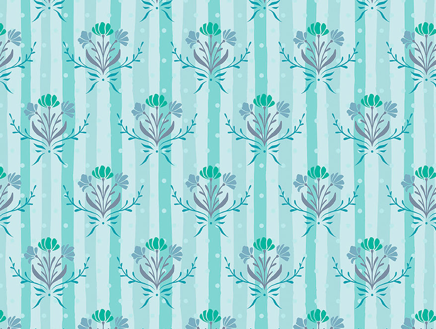 Essentials 100% Cotton  Double Bedsheet, 132 TC, Floral, Light Aqua