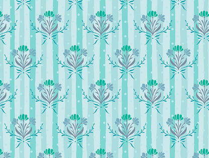 Essentials 100% Cotton  Double Bedsheet, 132 TC, Floral, Light Aqua