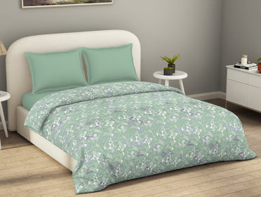 Essentials 100% Cotton  Double Duvet Cover, 144 TC, Geometric, Light Green