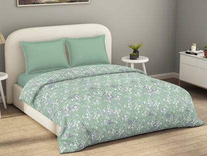 Essentials 100% Cotton  Double Duvet Cover, 144 TC, Geometric, Light Green