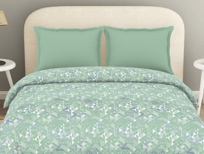 Essentials 100% Cotton  Double Duvet Cover, 144 TC, Geometric, Light Green