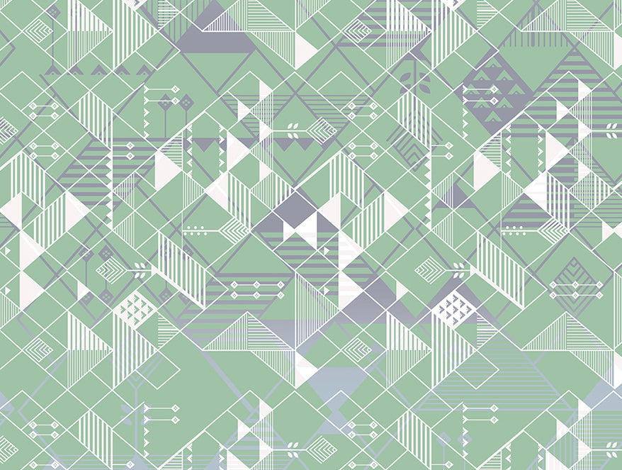Essentials 100% Cotton  Double Duvet Cover, 144 TC, Geometric, Light Green
