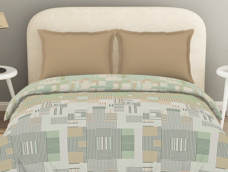 Essentials 100% Cotton  Double Duvet Cover, 144 TC, Geometric, Light Brown