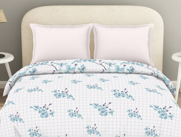 Essential Light Aqua Floral Cotton Duvet Cover