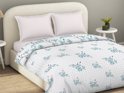 Essential Light Aqua Floral Cotton Duvet Cover