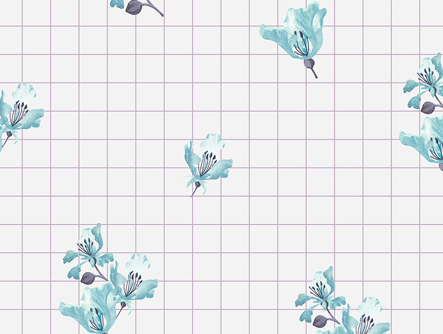 Essential Light Aqua Floral Cotton Duvet Cover