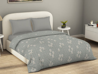 Refined Light Grey Floral Duvet Cover