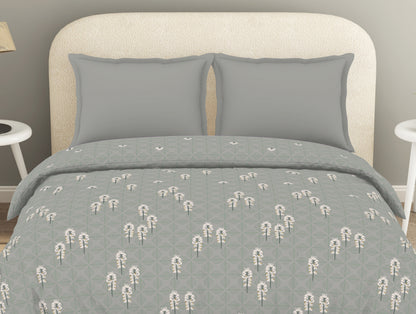 Refined Light Grey Floral Duvet Cover
