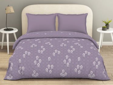 Essentials 100% Cotton  Double Duvet Cover, 144 TC, Floral, Light Violet