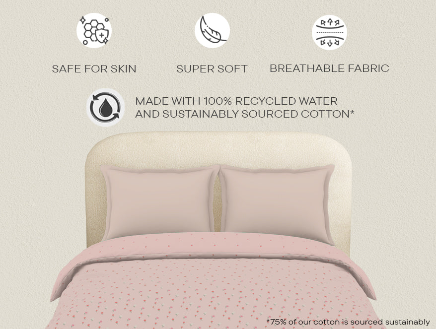 Essential 144 TC Pink Floral Duvet Cover