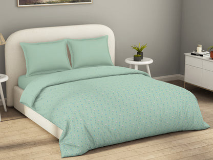 100% Cotton Floral Duvet Cover, Light Aqua