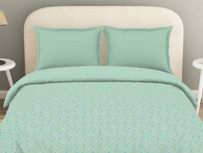 100% Cotton Floral Duvet Cover, Light Aqua