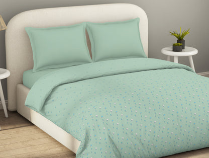 100% Cotton Floral Duvet Cover, Light Aqua