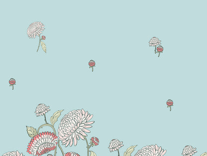 100% Cotton Floral Duvet Cover, Light Blue