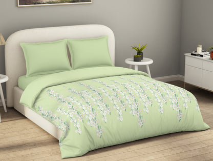 Essential 144 TC Light Green Floral Duvet Cover