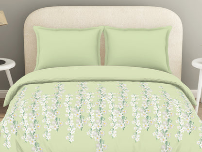 Essential 144 TC Light Green Floral Duvet Cover