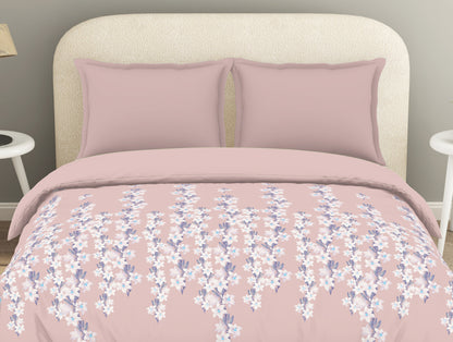 Essentials 100% Cotton  Double Duvet Cover, 144 TC, Floral, Blush