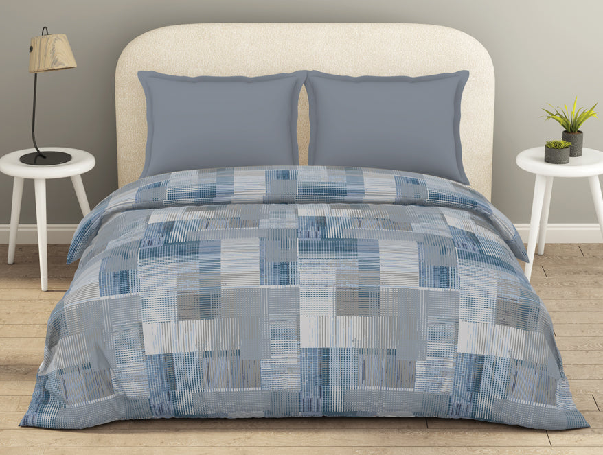 Essentials 100% Cotton  Double Quilt, 144 TC, Geometric, Blue
