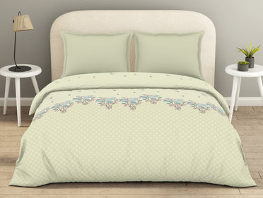 Essentials 100% Cotton  Double Quilt, 144 TC, Floral, Light Yellow