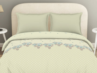 Essentials 100% Cotton  Double Quilt, 144 TC, Floral, Light Yellow