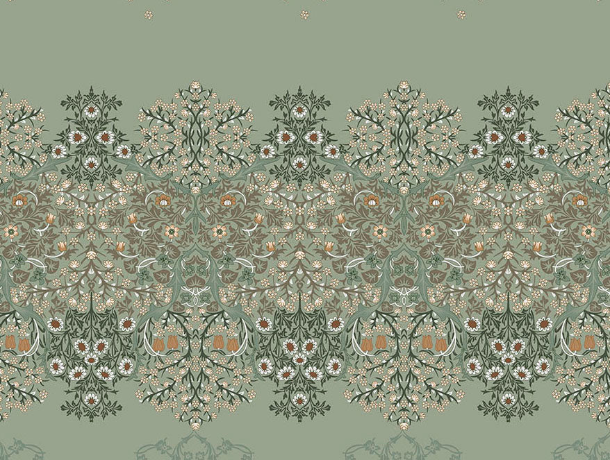 Essentials 100% Cotton  Fitted King Bedsheet, 144 TC, Floral, Light Green