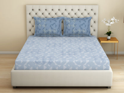 Essentials Premium Cotton Viscose  Large Bedsheet, 138 TC, Geometric, Dark Pink