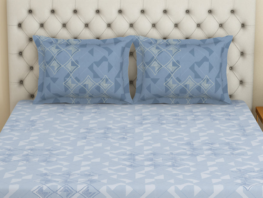 Essentials Premium Cotton Viscose  Large Bedsheet, 138 TC, Geometric, Dark Pink