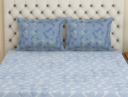 Essentials Premium Cotton Viscose  Large Bedsheet, 138 TC, Geometric, Dark Pink