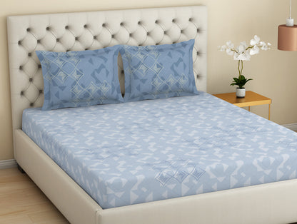 Essentials Premium Cotton Viscose  Large Bedsheet, 138 TC, Geometric, Dark Pink