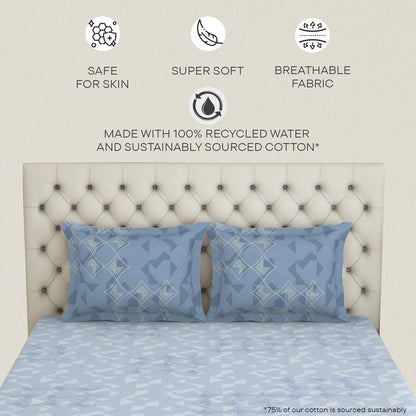 Essentials Premium Cotton Viscose  Large Bedsheet, 138 TC, Geometric, Dark Pink