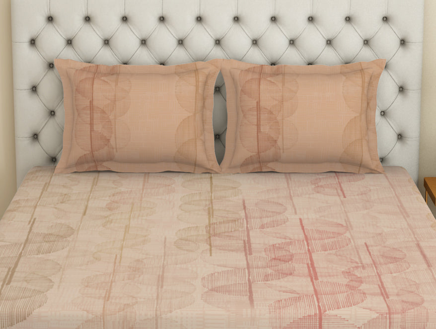 Essentials Premium Cotton Viscose  Large Bedsheet, 138 TC, Geometric, Light Coral