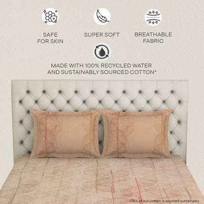 Essentials Premium Cotton Viscose  Large Bedsheet, 138 TC, Geometric, Light Coral