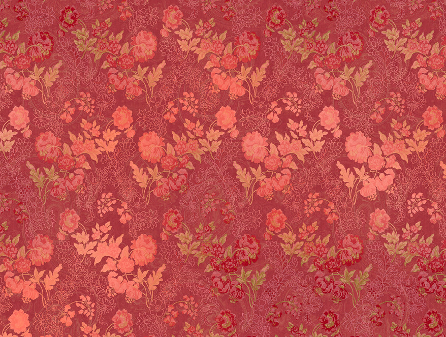 Essentials Premium Cotton Viscose  Large Bedsheet, 138 TC, Floral, Red