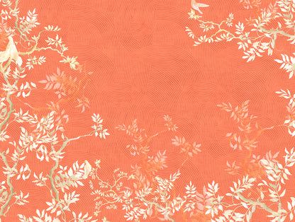 Essentials Premium Cotton Viscose  Large Bedsheet, 138 TC, Floral, Orange