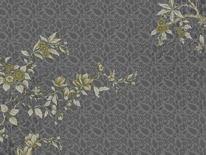 Essentials Premium Cotton Viscose  Large Bedsheet, 138 TC, Floral, Dark Grey