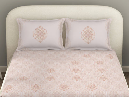 Essentials Cotton Viscose  Double Bedsheet, 138 TC, Ornate, Blush